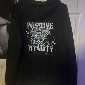 Black Hoodie with Positive Vitality Graphic